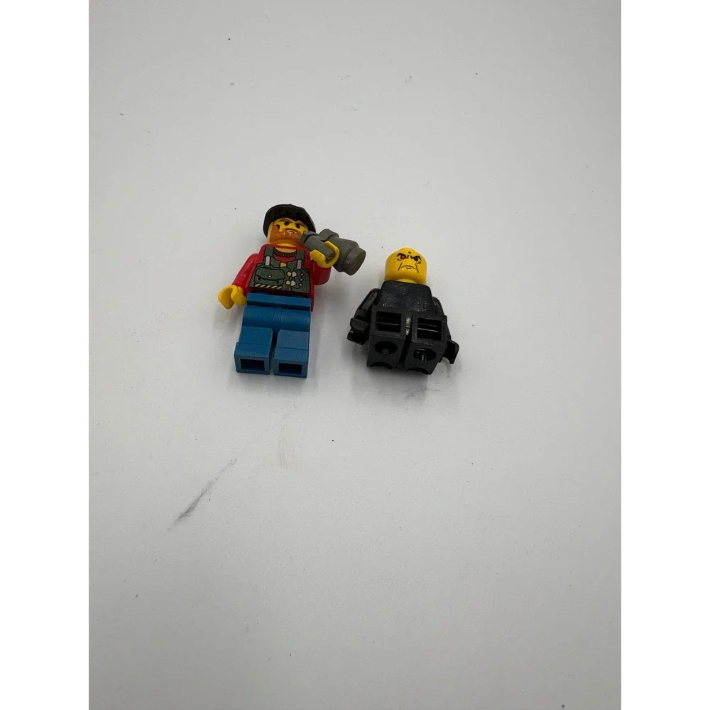 Lego Minifigure Lot Construction Worker with Megaphone and Black Suit Villain